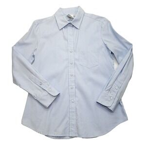 Finley Blouse Women Small Blue‎ Cotton Oxford Button Front Classic Career Office